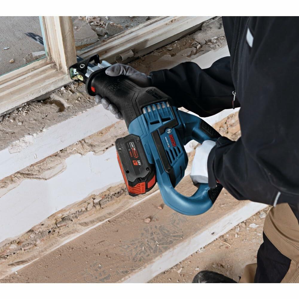 BOSCH GSA18V-125K14A 18V Brushless 1-1/4 In. Stroke Multi-Grip Reciprocating Saw Kit with CORE18V 8 Ah Battery in use