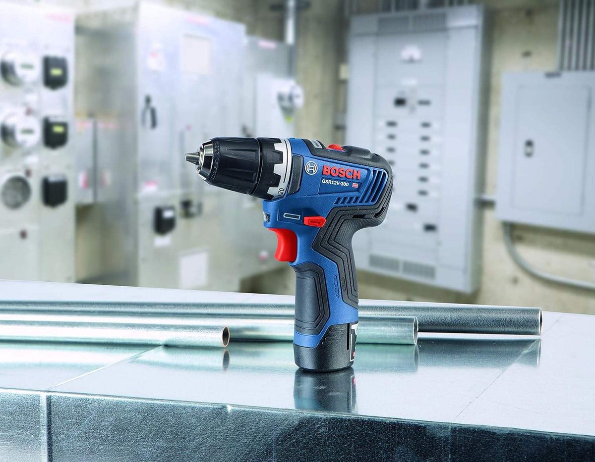 Detailed view of the drill's torque adjustment collar, showing the numerical clutch settings and the dedicated drill mode icon for precise fastening control.