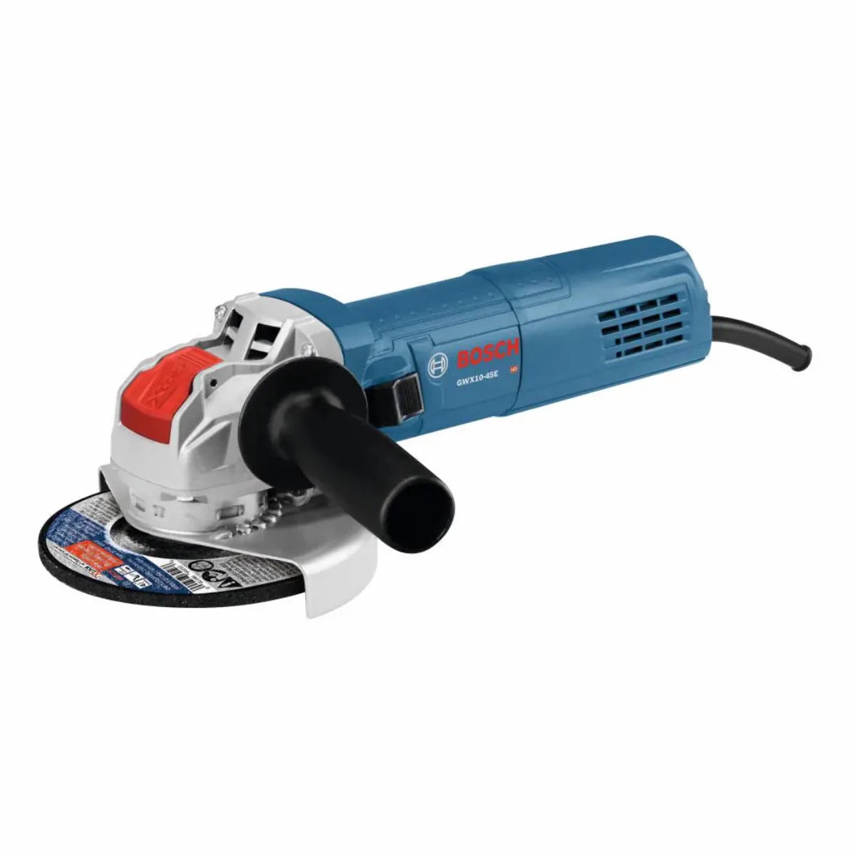 Bosch GWS13-50VSP angle grinder with blue and silver body, black handle, and attached disc, designed for grinding and cutting in construction and metalworking.