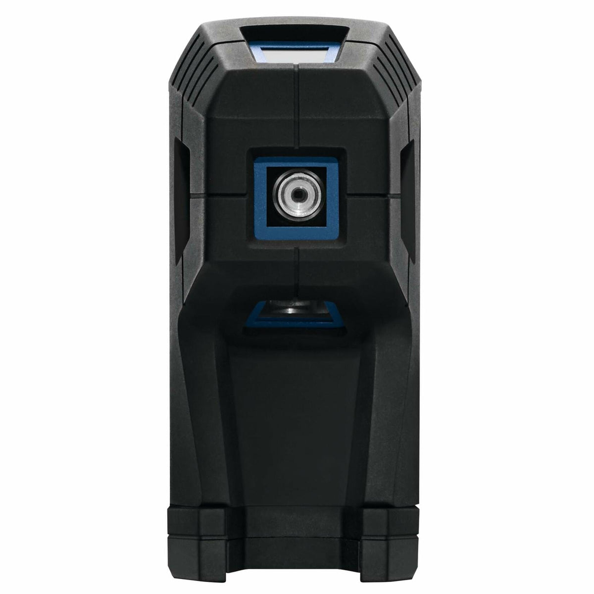 Close-up side view of the Bosch GPL100-50G laser, clearly showing the 1/4 inch-20 thread insert for tripod and mounting accessories