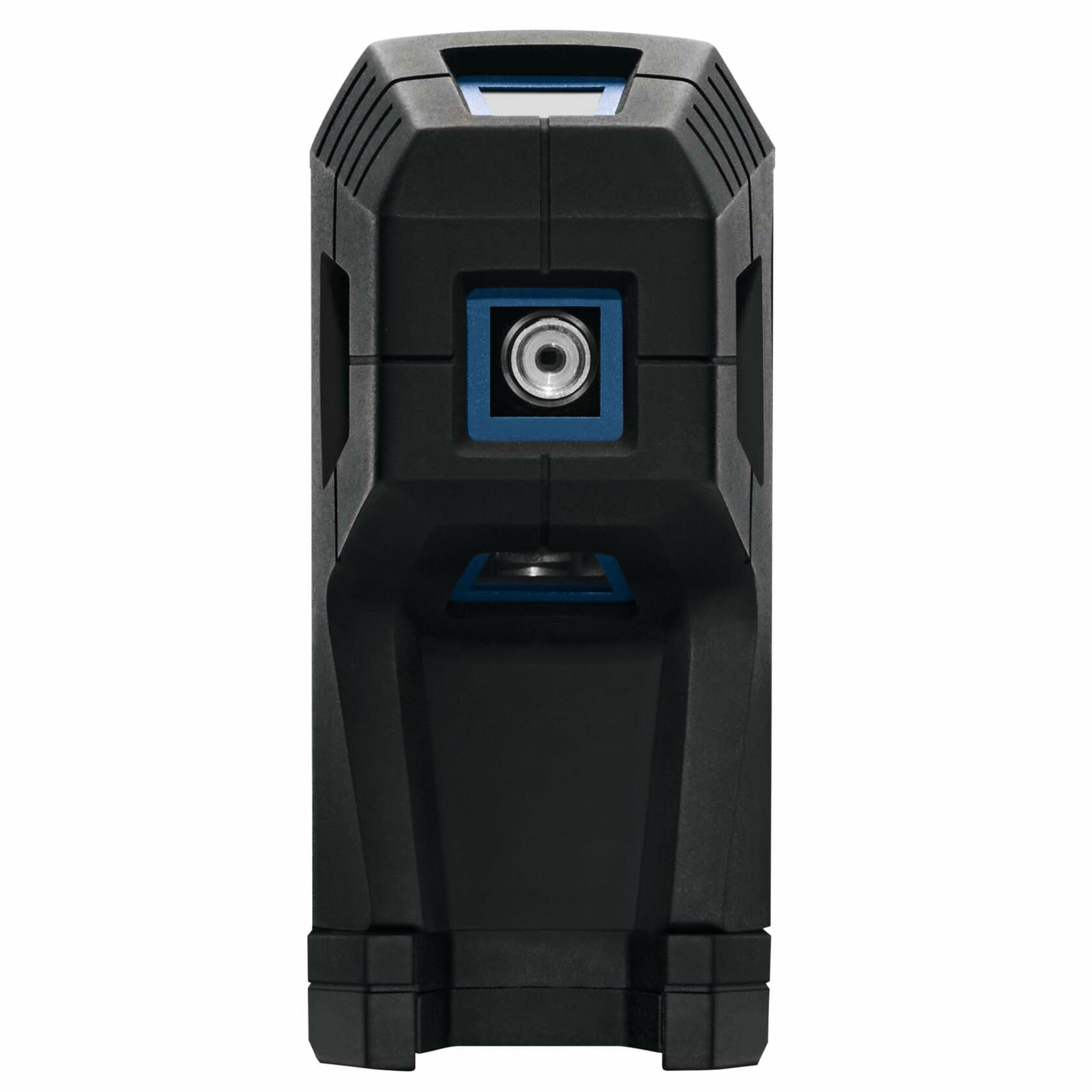 Close-up side view of the Bosch GPL100-50G laser, clearly showing the 1/4 inch-20 thread insert for tripod and mounting accessories