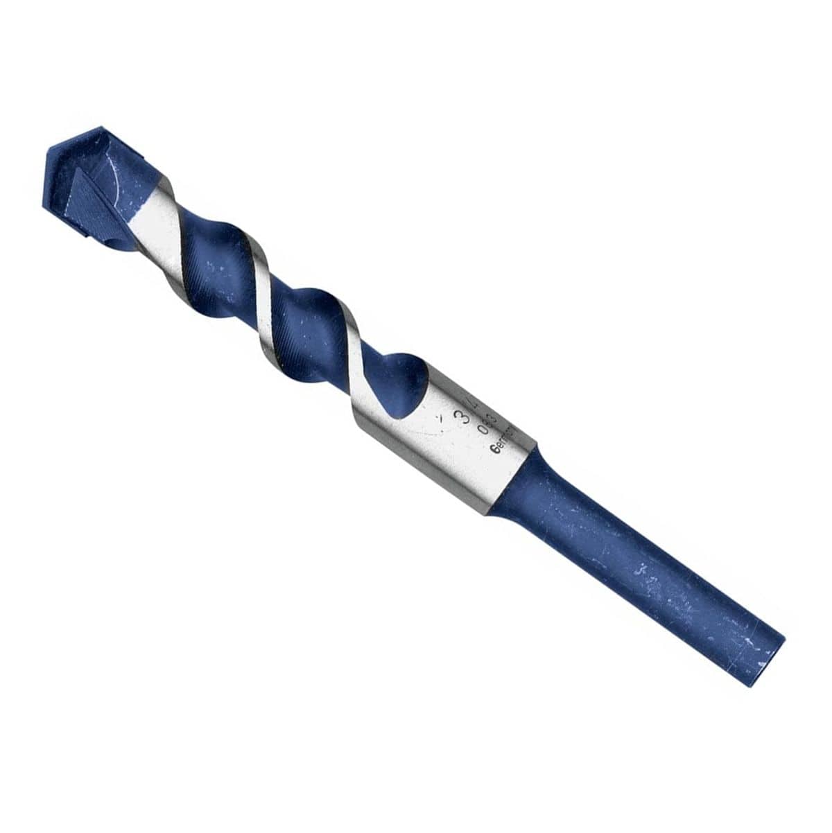 Studio view of the Bosch BlueGranite Turbo 3/4 inch hammer drill bit, displaying the blue spiral flutes and robust carbide tip.