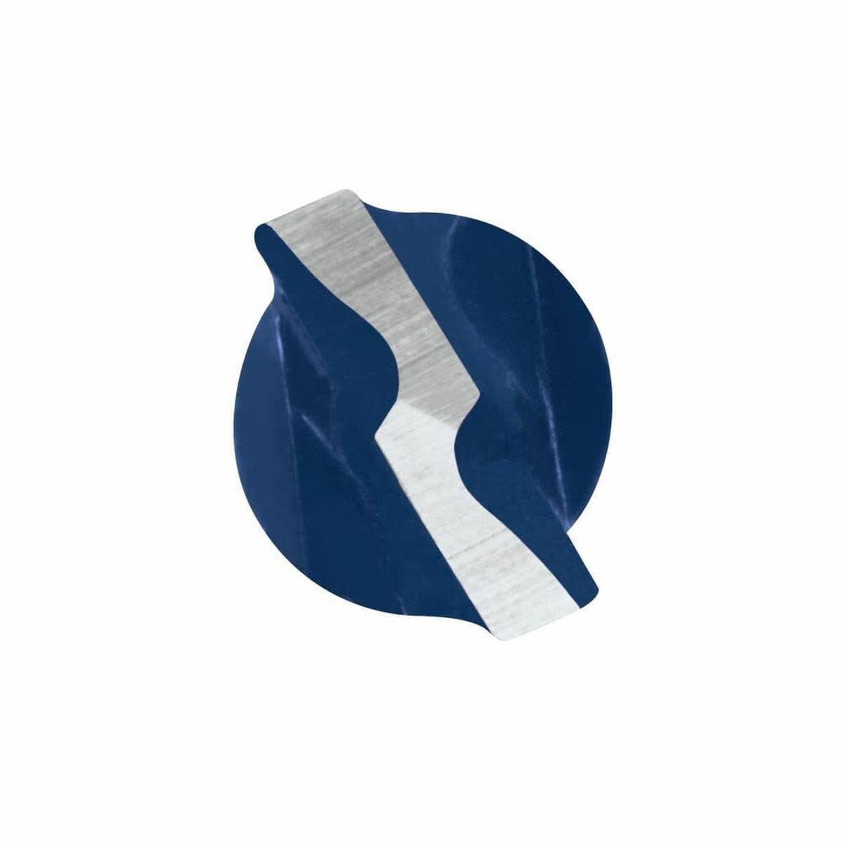 A macro top-down view looking directly onto the circular cutting tip face of the BlueGranite Turbo bit, detailing the geometry of its multi-grind carbide insert set across a blue spiral flute background.