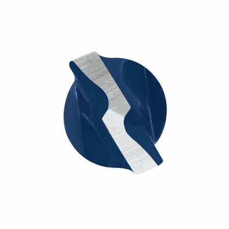 A macro top-down view looking directly onto the circular cutting tip face of the BlueGranite Turbo bit, detailing the geometry of its multi-grind carbide insert set across a blue spiral flute background.