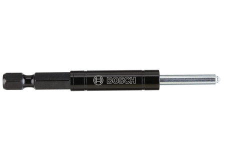 Side profile of the pilot bit showing the 1/4-inch hex shank, black housing, and spring-loaded carbide tip for diamond hole saws.