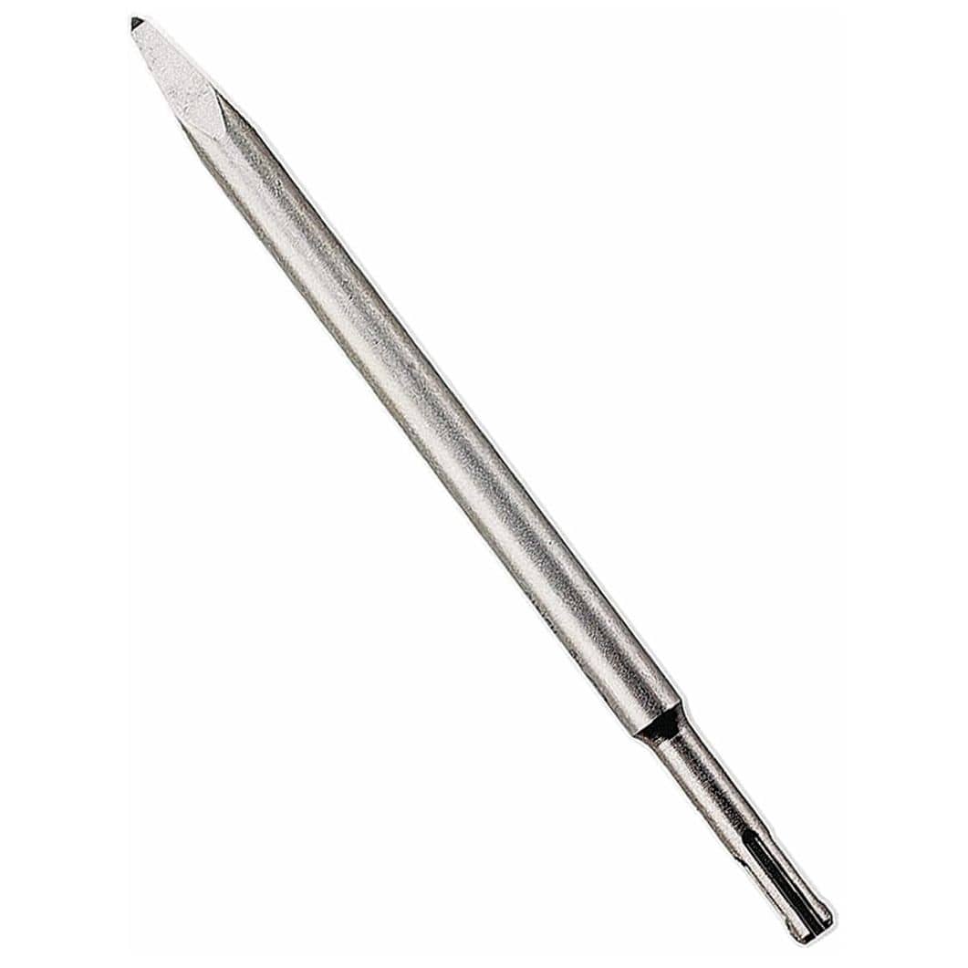 Length: Approximately 10 inches long.
Shape: It has a narrow, pointed tip designed for focused material removal.
Material: Made of high-strength hardened steel, ensuring durability.
Shank Type: SDS-plus shank, which has slots for secure and efficient power transfer in rotary hammers.
Color: Typically metallic silver or gray.