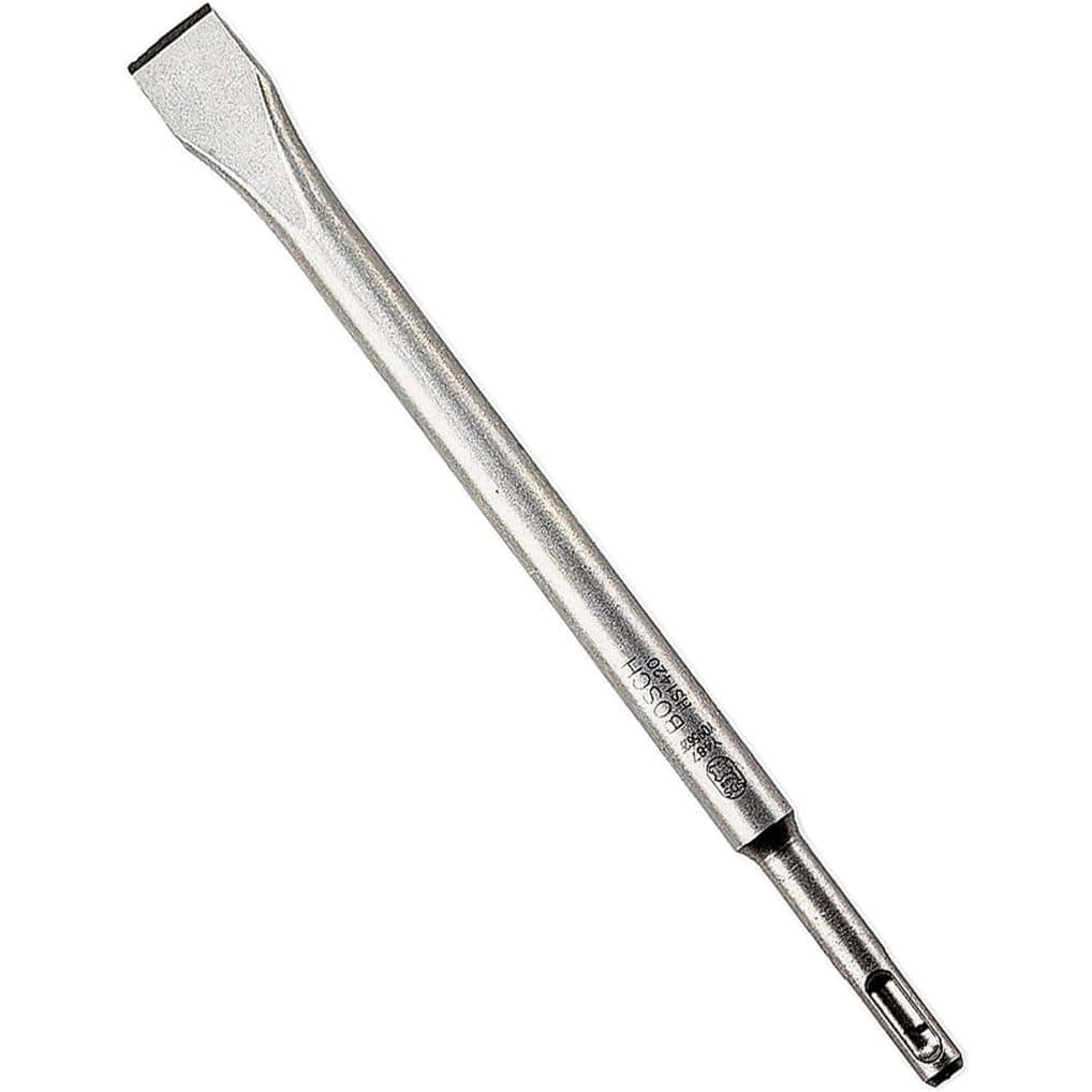 Bosch HS1420 SDS-Plus Bulldog hammer steel 10-inch demolition chisel bit crafted from heavy-duty alloy steel for concrete and masonry work.