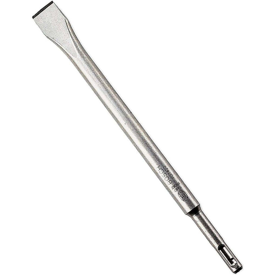 Bosch HS1420 SDS-Plus Bulldog hammer steel 10-inch demolition chisel bit crafted from heavy-duty alloy steel for concrete and masonry work.