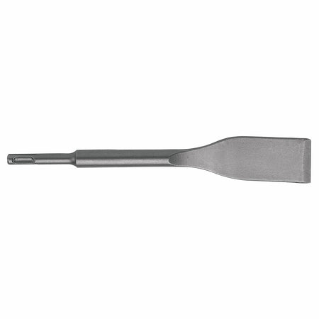 A profile view of the Bosch Bulldog Xtreme tile chisel showcasing the specialized angled head geometry that provides an ideal prying angle for lifting floor and wall tiles.
