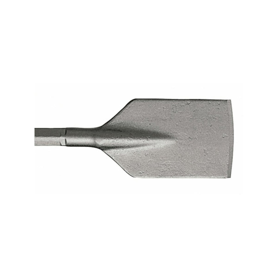 Bosch HS1506 three quarter inch hex shank five inch by fifteen inch asphalt cutter bit showing a monolithic heavy duty steel alloy body with a wide chisel blade configuration built for electric breaker hammer drills jackhammer pavement demolition road scoring and soft concrete wedges isolated horizontally on a white background.