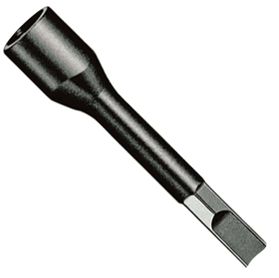 Bosch HS1524 ground rod driver bit featuring a three quarter inch hex shank configuration for hammer demolition tools and a heavy duty alloy steel body with a deep hollow socket head designed for electrical grounding spike installations and earth electrode driving applications isolated diagonally on a white background.