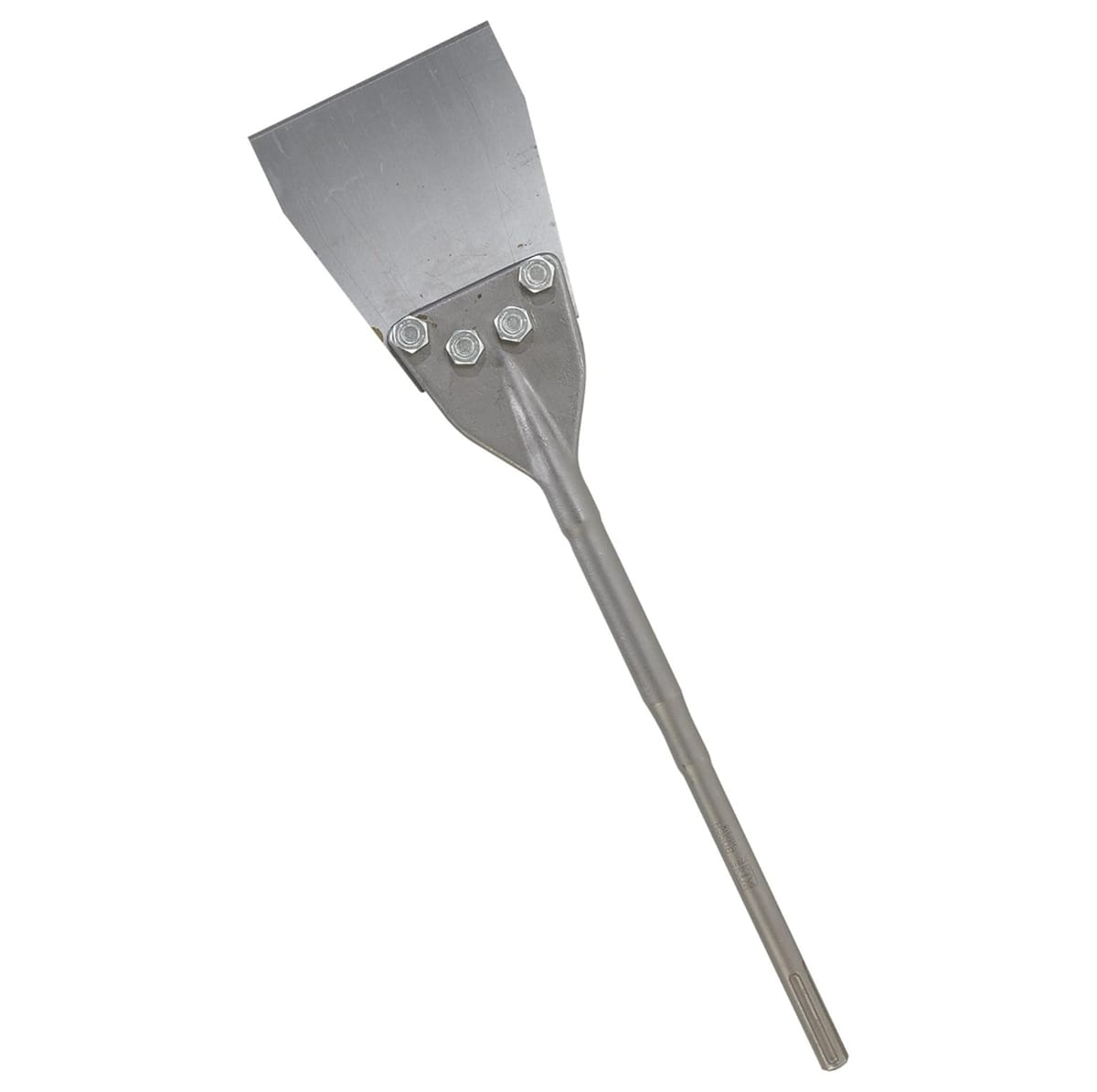 Bosch HS1918 25-inch long SDS-Max hammer steel floor scraper assembly featuring a 6-inch replaceable blade and heavy-duty alloy steel shank.