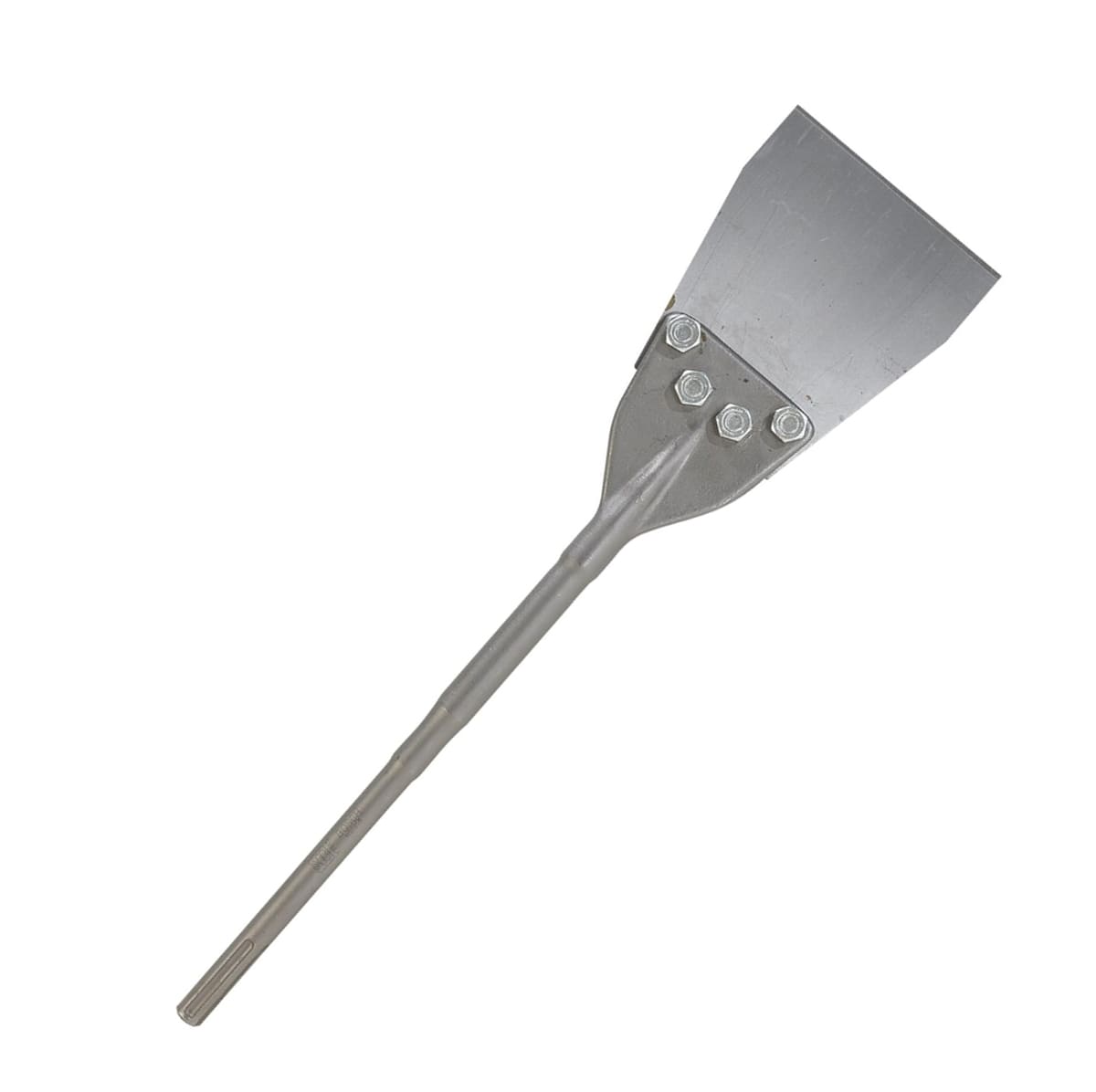 Top-down view of the Bosch HS1918 SDS-Max floor scraper showcasing the heavy-duty alloy steel construction designed for laminate and tile removal.