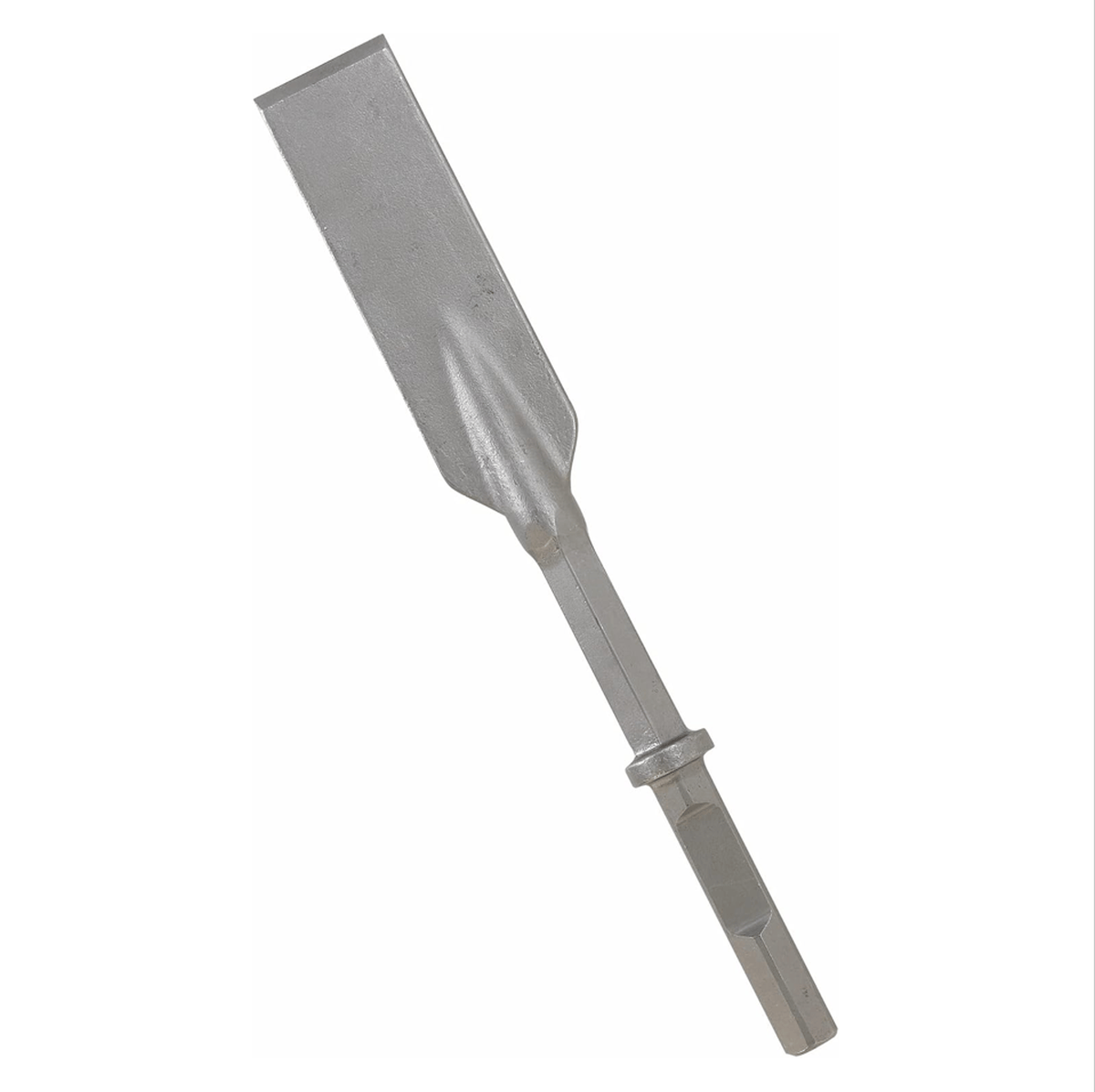 Bosch HS2168 1-1/8 inch hex 22-1/2 inch hammer steel digging chisel bit made of heavy duty alloy steel featuring a wide blade for asphalt and hard ground.
