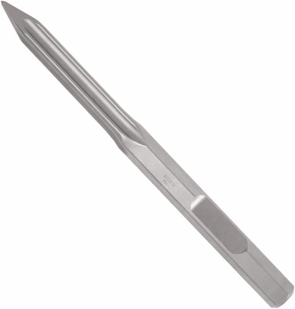 Bosch HS2861 1-1/8 inch hex 16 inch hammer steel star point chisel bit showcasing the self-sharpening tip and heavy-duty shank for concrete demolition.
