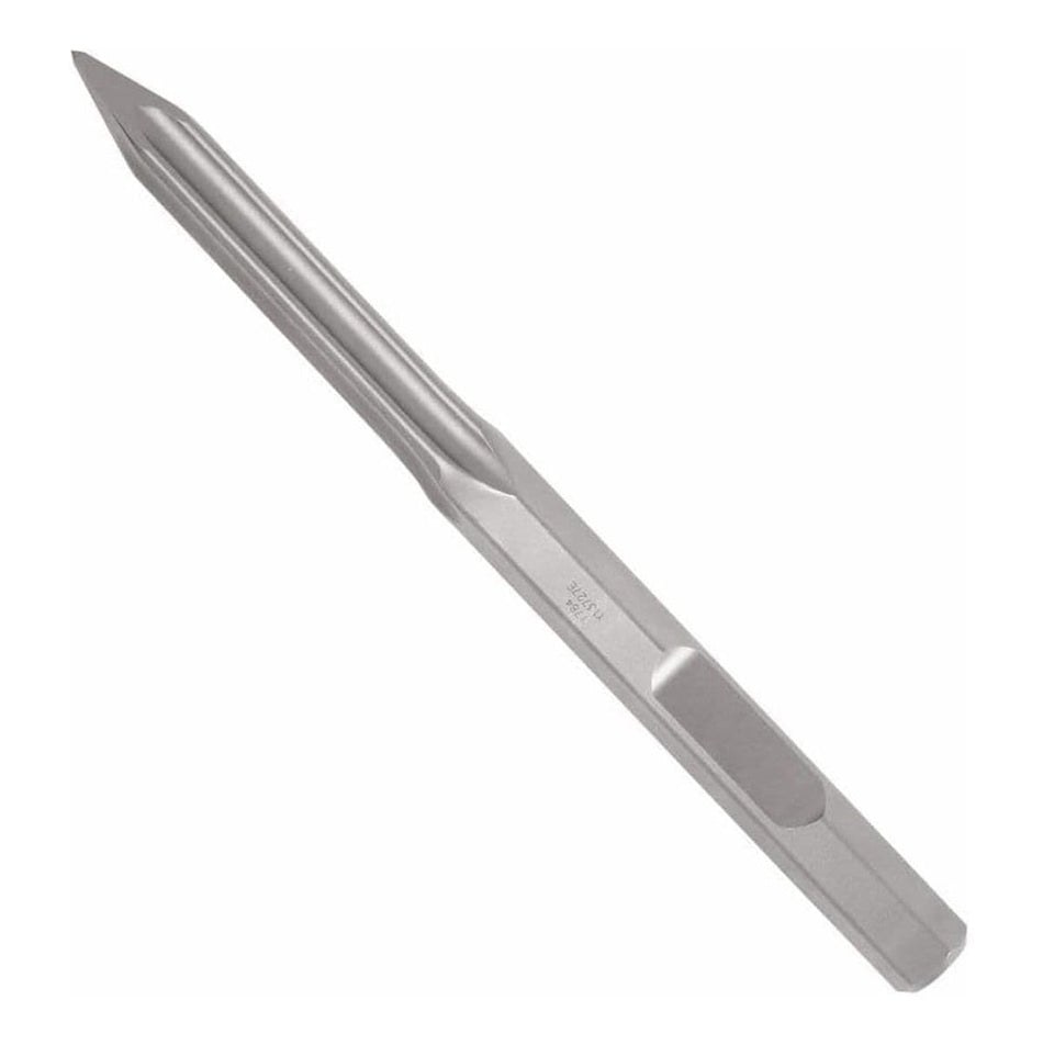 Bosch HS2861 1-1/8 inch hex 16 inch hammer steel star point chisel bit showcasing the self-sharpening tip and heavy-duty shank for concrete demolition.