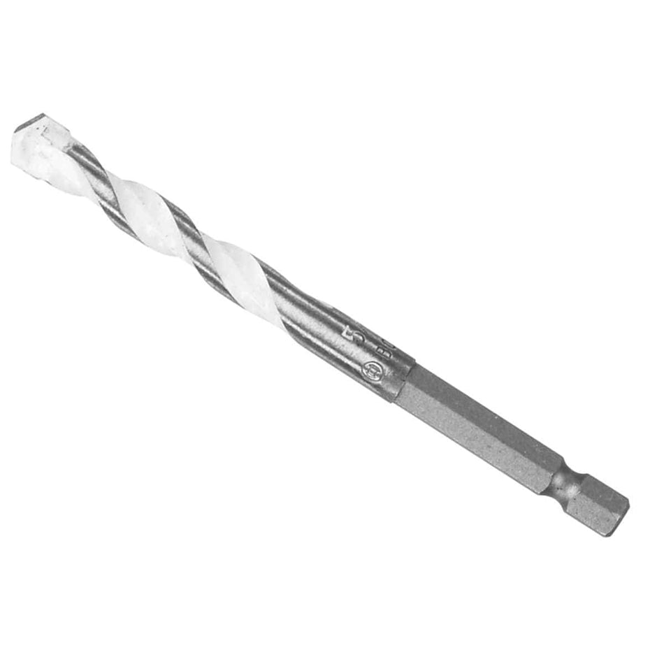 Studio view of the Bosch HSP-MD Daredevil multi-material pilot bit featuring a white-fluted shaft, carbide tip, and hex shank.