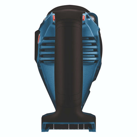 Black and blue vacuum cleaner on a white background