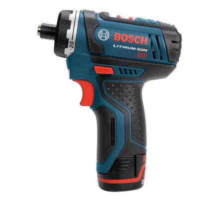 Full side profile of the Bosch 12V Max lithium-ion 2-speed pocket driver screwdriver highlighting the ergonomic handle and forward/reverse trigger.