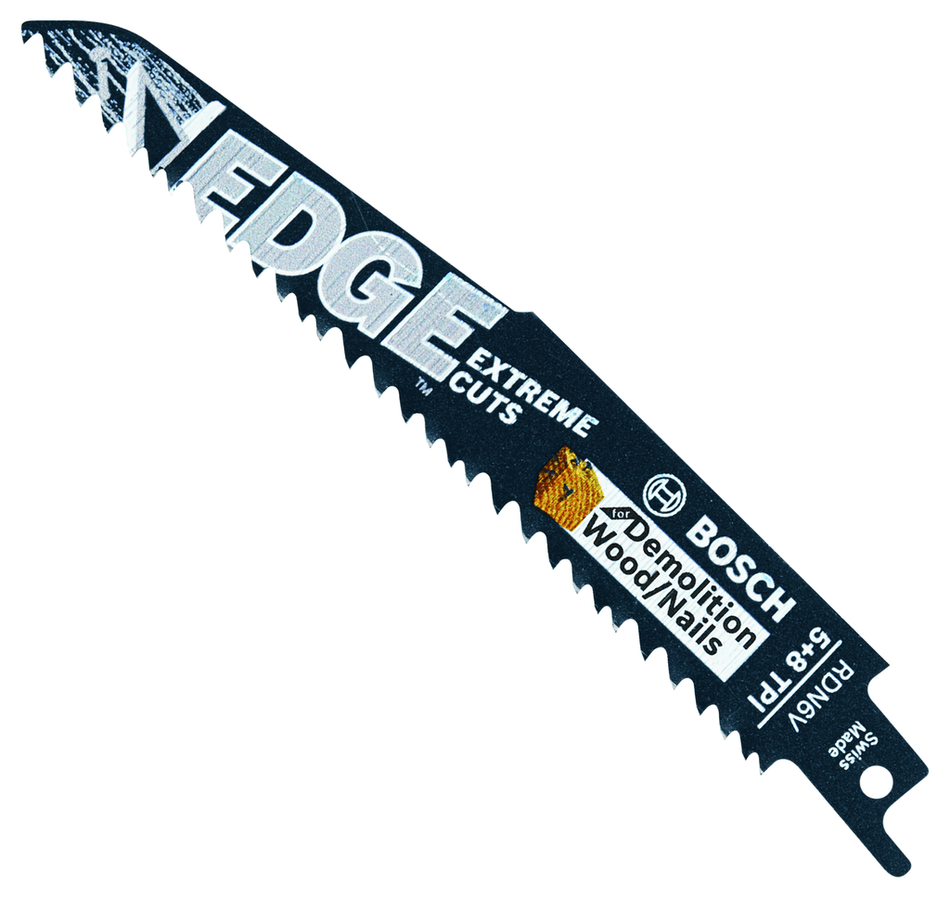 Bosch RDN6VB 6 Inch Edge Reciprocating Saw Blade for Nail Embedded Wood Demolition 5/8 TPI Turbo Teeth Bi-Metal Sawzall Blades Bulk 200 Pack