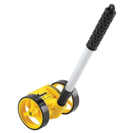 A three-quarter studio view of the Bosch Rolatape RT204 measuring wheel in its collapsed position, highlighting the dual wheels and counter.