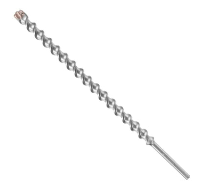 This is a vertical image of a large, silver-colored metal screw or auger, designed for heavy-duty applications. It features prominent, deep, and widely spaced spiral threads along its entire length, with a flat, smooth shaft extending from the bottom.