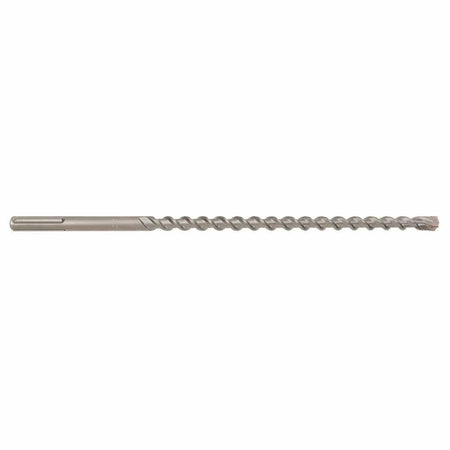A heavy-duty Bosch SDS Max SpeedX rotary hammer drill bit oriented horizontally against a solid white background, detailing its industrial slotted quick-change SDS-Max drive shank, a solid steel transition core with laser-etched specifications, an optimized four-flute spiral winding design engineered for faster dust removal, and a robust carbide-tipped cutting tip built for high-speed penetration through reinforced concrete, masonry, brick, and stone.