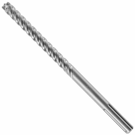 A high-performance Bosch SDS Max SpeedXtreme rotary hammer drill bit positioned diagonally on a crisp white background, displaying its robust universal quick-change slotted SDS-Max machining shank with stamped brand symbols, a dense multi-flute spiral core engineered for continuous high-speed masonry dust extraction, and an industrial-grade solid carbide four-cutter tip built for heavy duty structural reinforced concrete and hard aggregate boring.