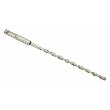 A Bosch SDS Plus Bulldog Xtreme rotary hammer drill bit positioned diagonally against a white background, highlighting its slotted quick-change SDS-plus shank, specialized four-flute structural design for rapid dust removal, and a heavy-duty full carbide four-cutter tip engineered for high-performance masonry and reinforced concrete rebar boring operations.
