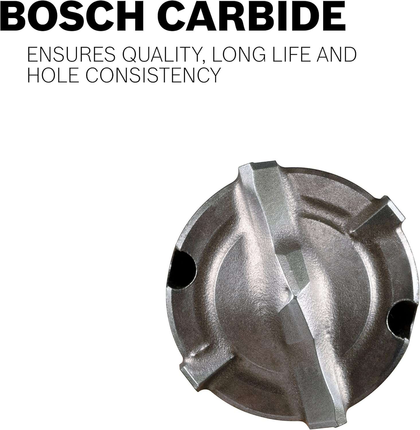 Top-down view of the four-cutter carbide head geometry designed for quality and hole consistency.