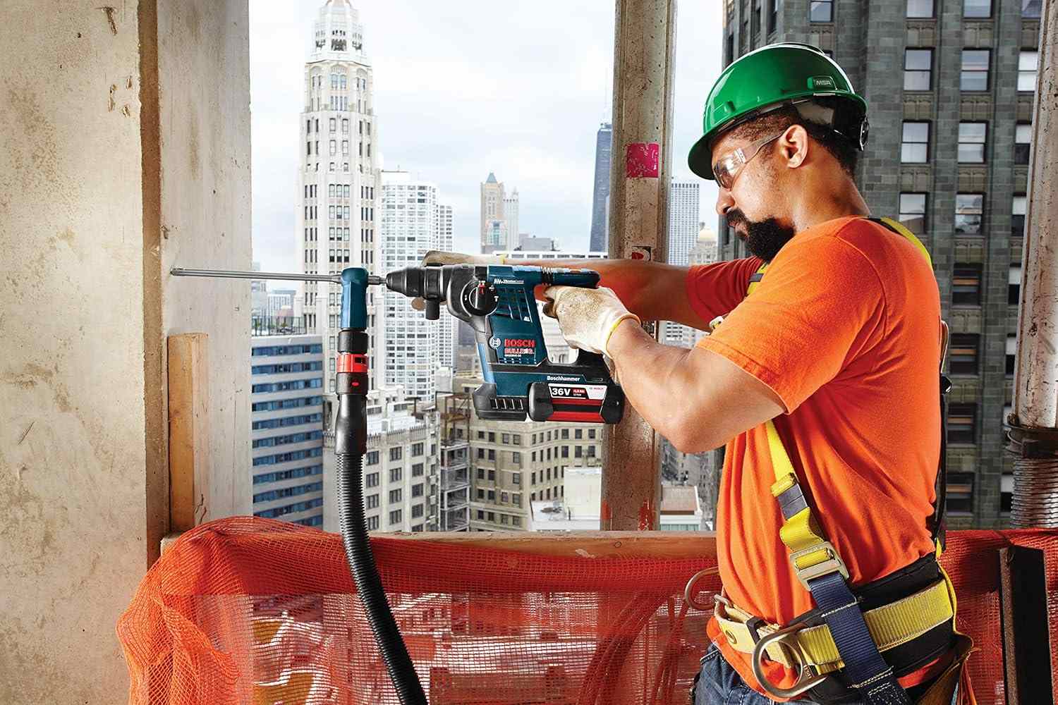 Front view of the retail packaging highlighting 25 percent faster drilling, 50 percent faster anchor installation, and 90 percent dust reduction.