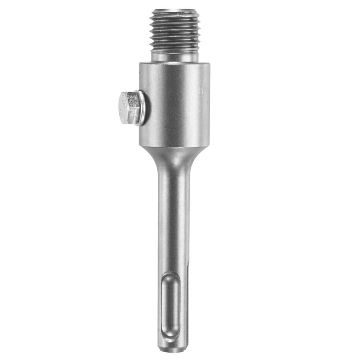 Bosch T3923SC 4-inch SDS-plus SpeedCore thin wall core bit extension highlighting the threaded connection end and the heavy-duty steel shank.