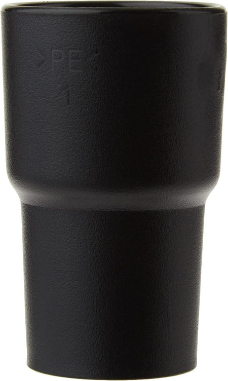 Side view of the adapter standing upright demonstrating the stepped taper design for connecting different hose sizes.