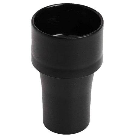 Angled studio view of the black plastic VAC004 adapter, showing the opening designed to fit 2-1/2 inch tool ports.