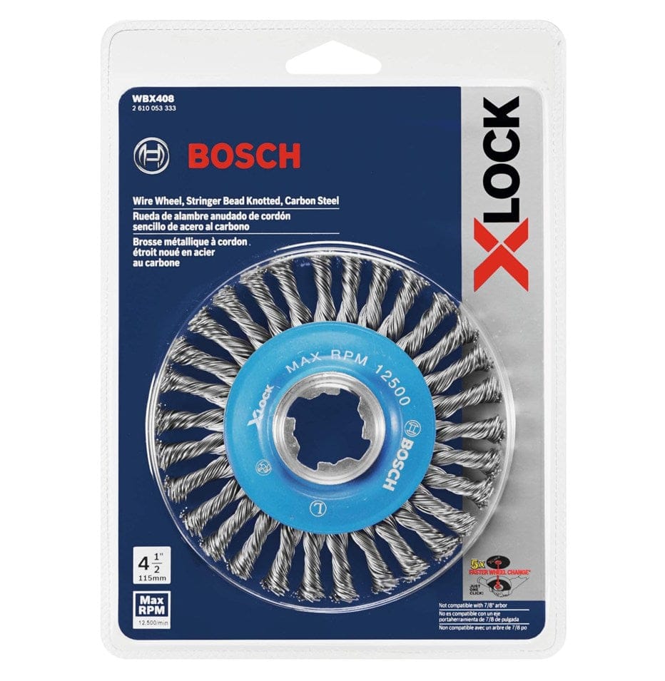 Front view of the retail packaging containing the single wire wheel and highlighting the X-Lock 5x faster wheel change technology.