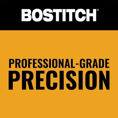 Bostitch professional-grade precision marketing graphic in yellow and black, emphasizing the brand's commitment to industrial durability and high-performance fastening solutions.