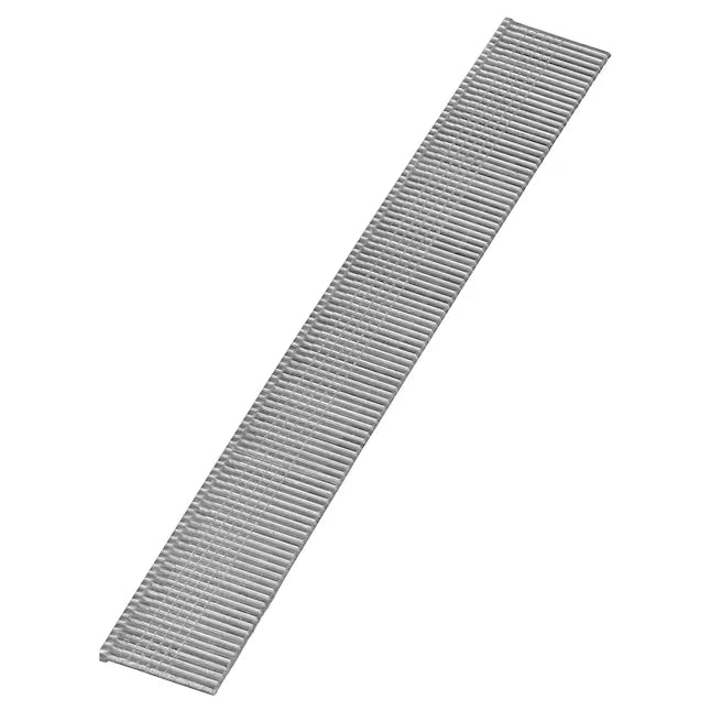 Bostitch 18-gauge 5/8-inch straight glue-collated stainless steel brad nail strip engineered for jam-free finish nailing.