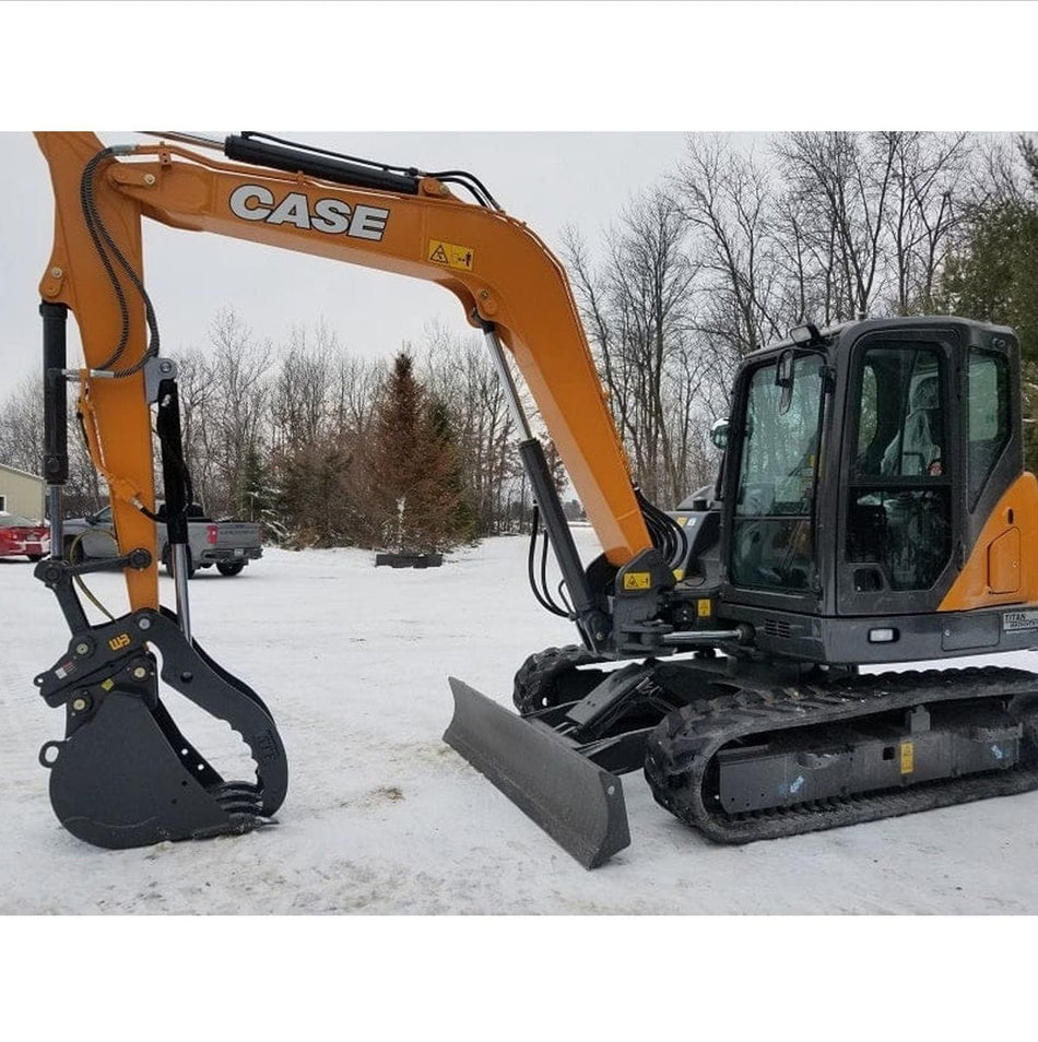 CASE CX80C compact excavator with hydraulic arm and bucket attachment, rubber tracks, and cab; designed for precision earthmoving in confined construction spaces.
Let me know if you'd like these paired with metafields or bundled into an alt text compliance sheet for catalog upload.