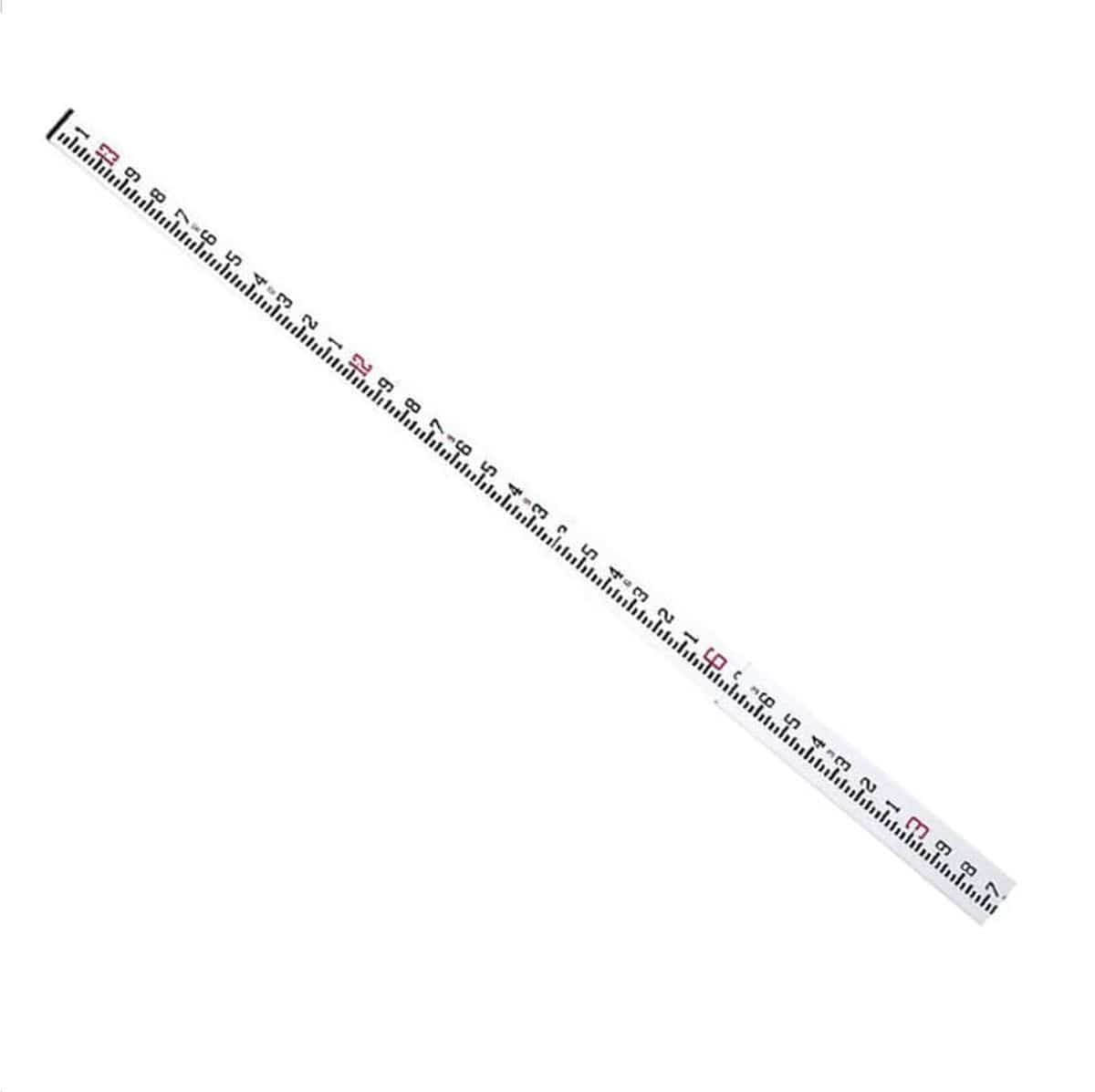 A professional CST/berger 13-foot fiberglass leveling rod shown at an angle, featuring high-visibility MeasureMark graduations in feet, inches, and eighths on a non-conductive, surveying-grade grade stick.