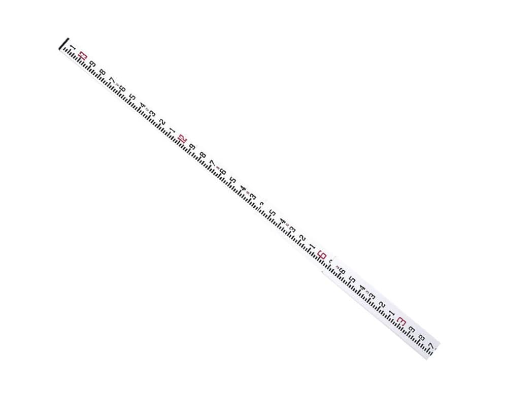 A professional CST/berger 13-foot fiberglass leveling rod shown at an angle, featuring high-visibility MeasureMark graduations in feet, inches, and eighths on a non-conductive, surveying-grade grade stick.