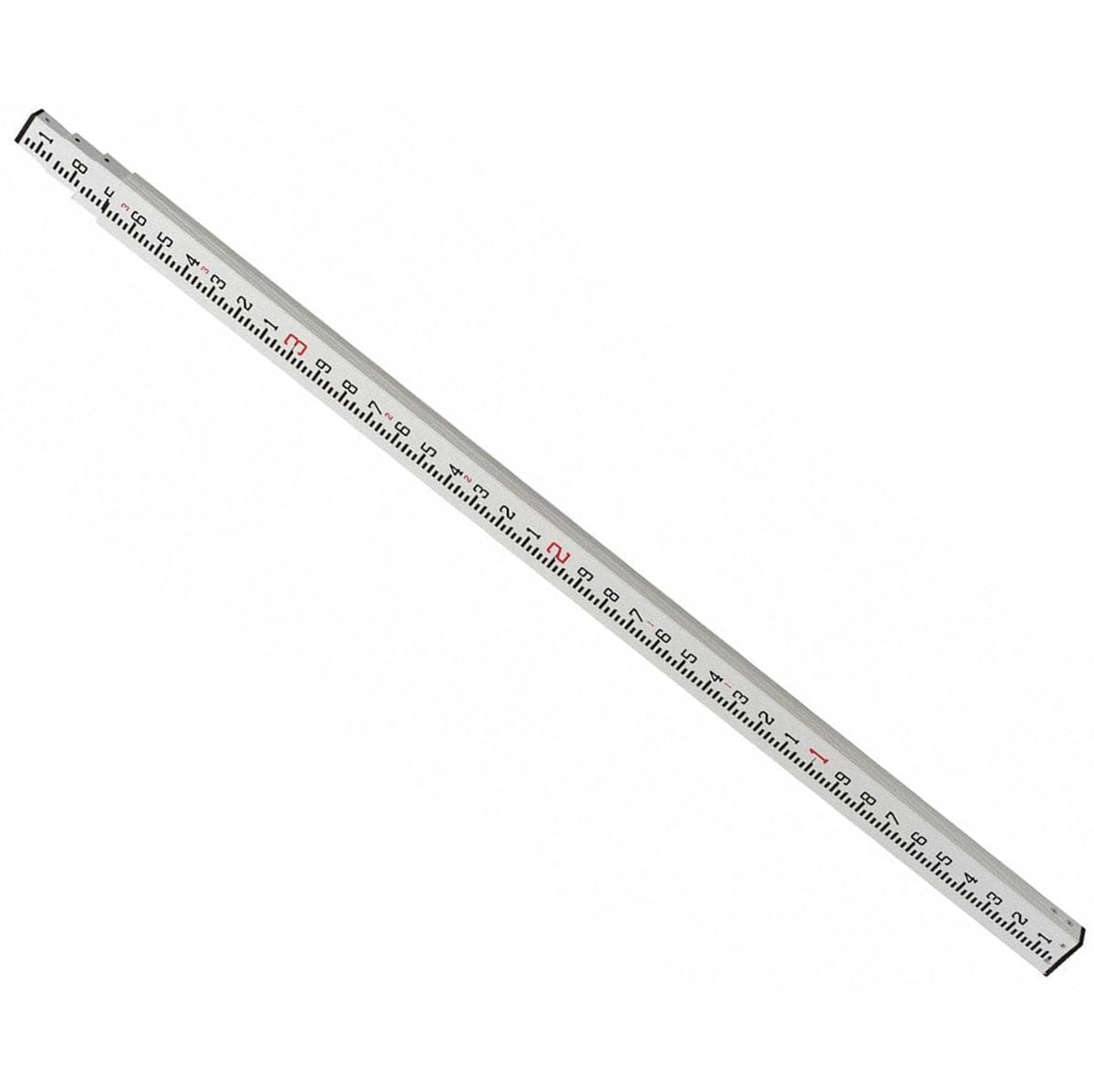 A professional CST/berger 13-foot fiberglass telescoping leveling rod shown at an angle, featuring high-visibility standard graduations on a non-conductive, surveying-grade grade rod.