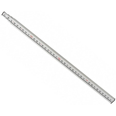 A professional CST/berger 13-foot fiberglass telescoping leveling rod shown at an angle, featuring high-visibility standard graduations on a non-conductive, surveying-grade grade rod.