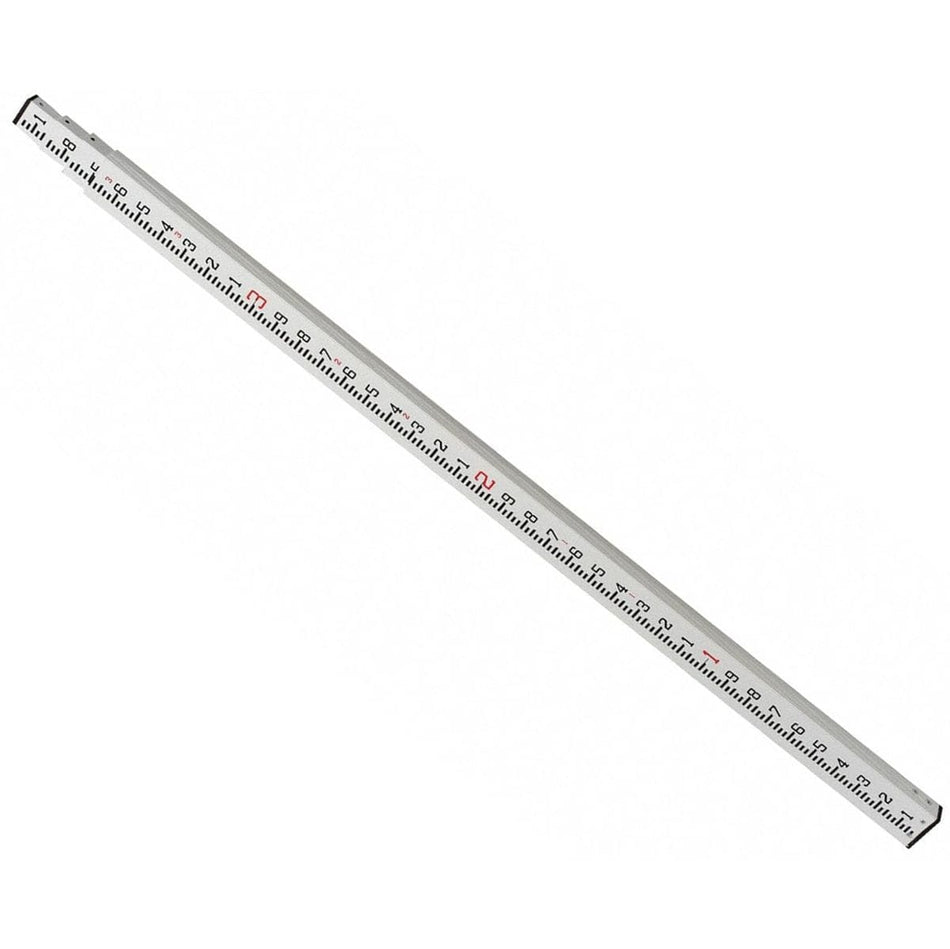 A professional CST/berger 13-foot fiberglass telescoping leveling rod shown at an angle, featuring high-visibility standard graduations on a non-conductive, surveying-grade grade rod.