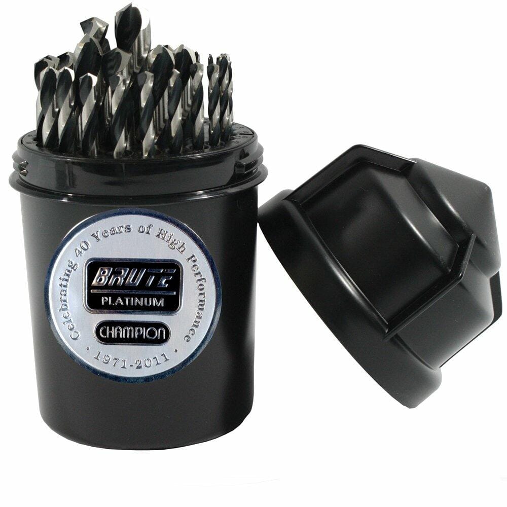 Black container with drill bits and Brute logo on a white background