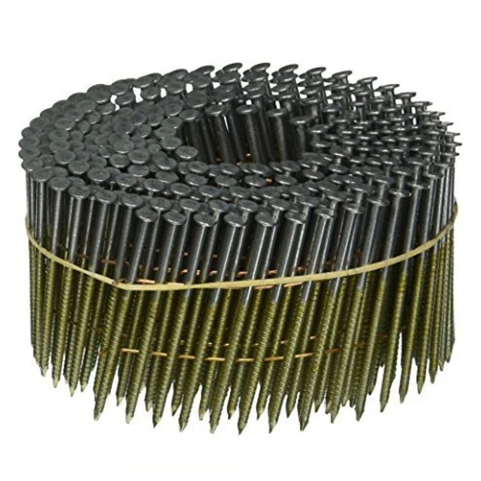 TNK Coil Nails 152099WC 2 Inch x 0.099 Inch (15 Degree Wire Collated Screw Shank Bright Diamond Point Structural Sheathing Framing Fastener 9000 Pack)
