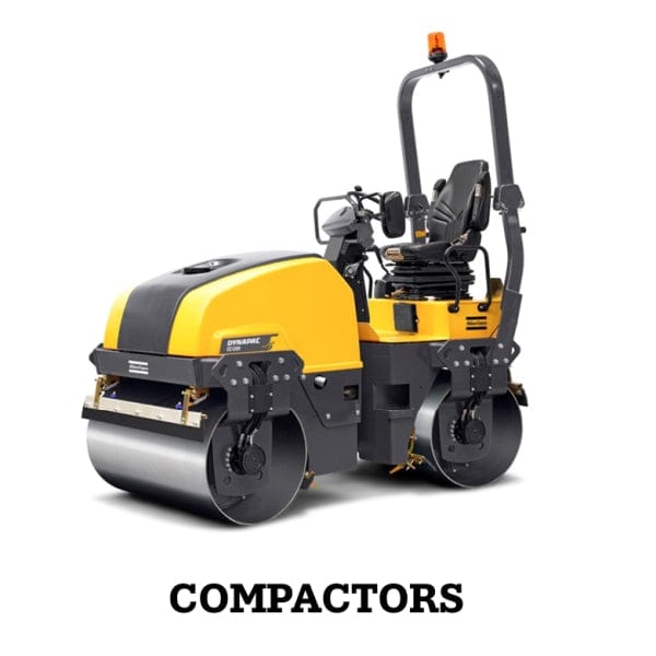 Compactor machine with 'Compactors' text on a white background