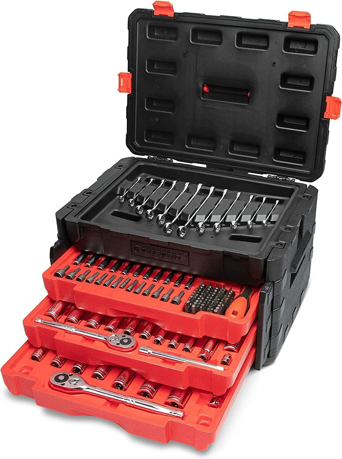 Crescent 229 Piece 1/4, 3/8 & 1/2 Drive Mechanics Hand Tool Set with 3 Drawer Storage Case CTK229C