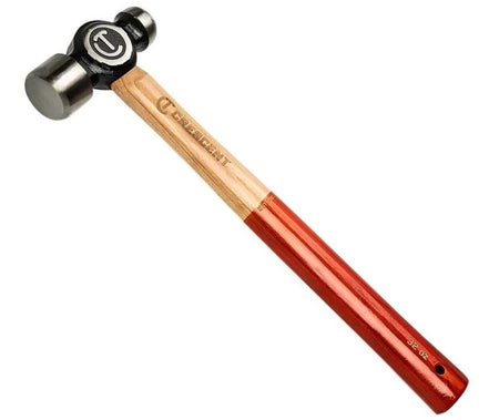 A professional Crescent 24 oz. wood ball peen hammer featuring a forged alloy steel head with Vibeguard vibration reduction technology and a genuine grade A hickory handle with a red grip finish.