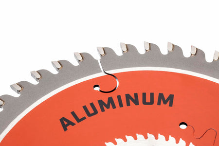 A close-up view of the carbide teeth on the Crescent 5-3/8 inch aluminum cutting blade.