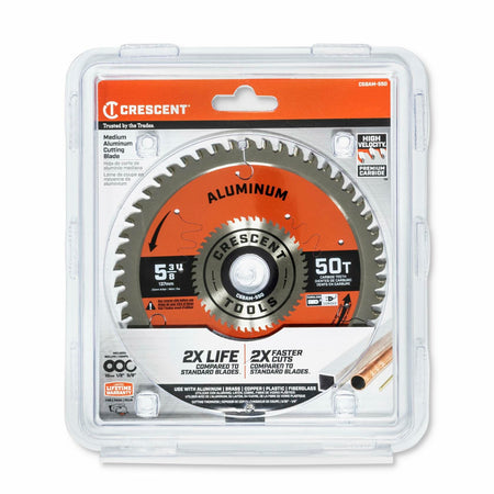 The Crescent 5-3/8 inch aluminum cutting blade shown in its clear retail packaging.